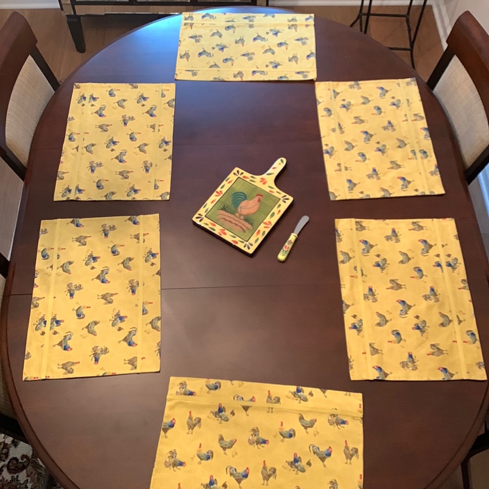 Linens Napkins Set of 6, Spreader & Painted Cutting Board